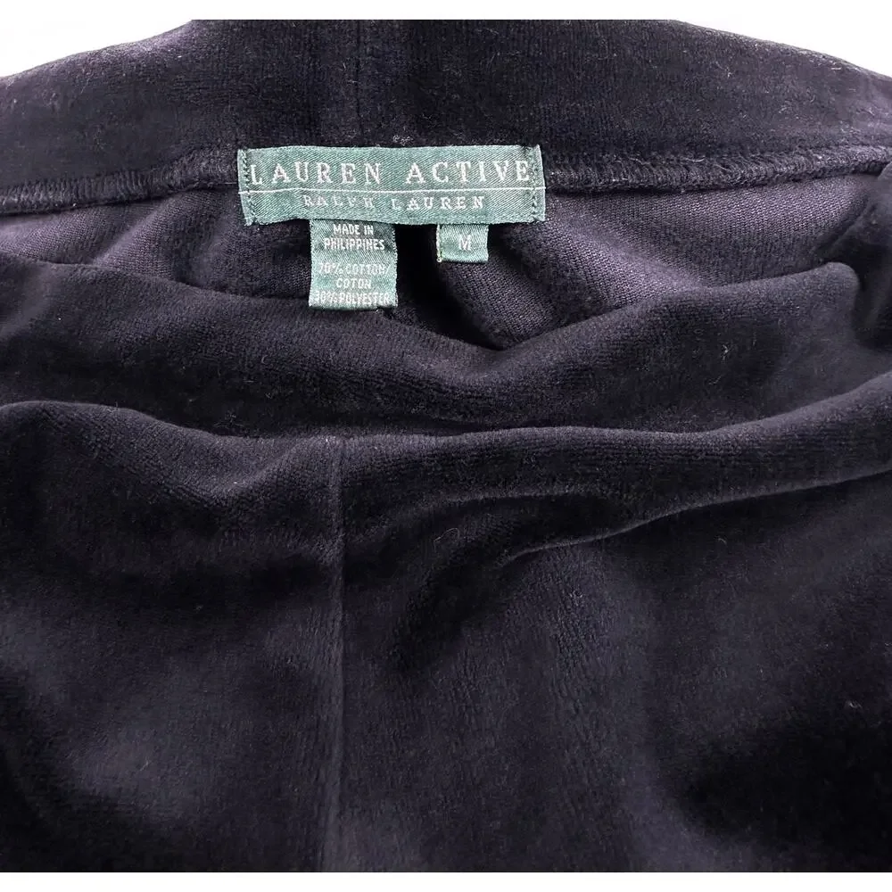 Lauren Active Ralph Lauren Black Velvet Active Track Pants Size Medium